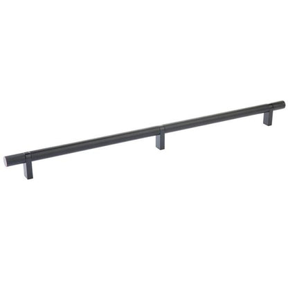 Emtek - Select Bar Cabinet Pull 16 Inch C-C, Rectangular Bar Stem, Knurled Bar