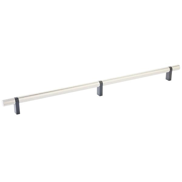 Emtek - Select Bar Cabinet Pull 16 Inch C-C, Rectangular Bar Stem, Knurled Bar