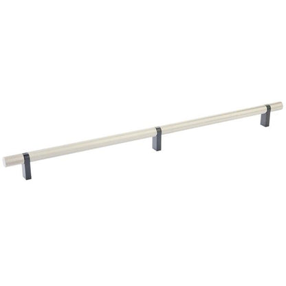 Emtek - Select Bar Cabinet Pull 16 Inch C-C, Rectangular Bar Stem, Knurled Bar