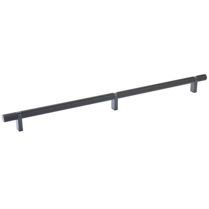 Emtek - Select Bar Cabinet Pull 16 Inch C-C, Rectangular Bar Stem, Knurled Bar