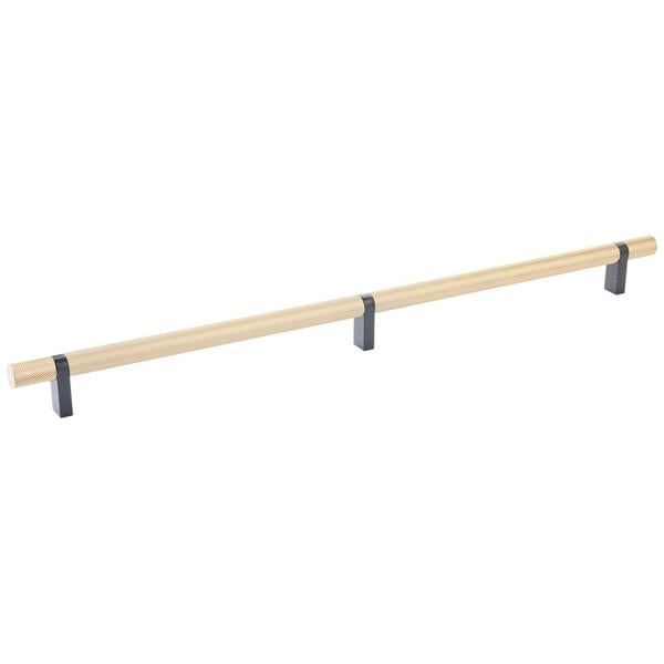 Emtek - Select Bar Cabinet Pull 16 Inch C-C, Rectangular Bar Stem, Knurled Bar
