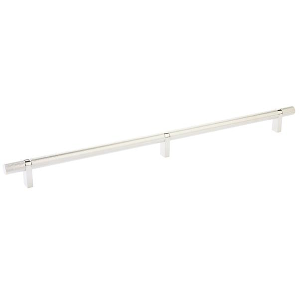 Emtek - Select Bar Cabinet Pull 16 Inch C-C, Rectangular Bar Stem, Knurled Bar