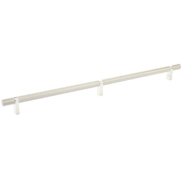 Emtek - Select Bar Cabinet Pull 16 Inch C-C, Rectangular Bar Stem, Knurled Bar