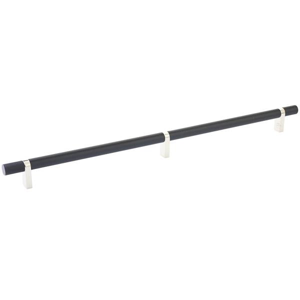 Emtek - Select Bar Cabinet Pull 16 Inch C-C, Rectangular Bar Stem, Knurled Bar