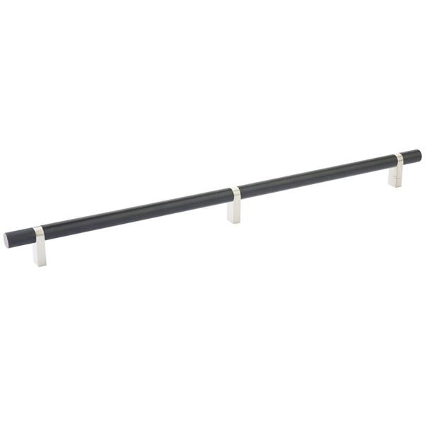 Emtek - Select Bar Cabinet Pull 16 Inch C-C, Rectangular Bar Stem, Knurled Bar