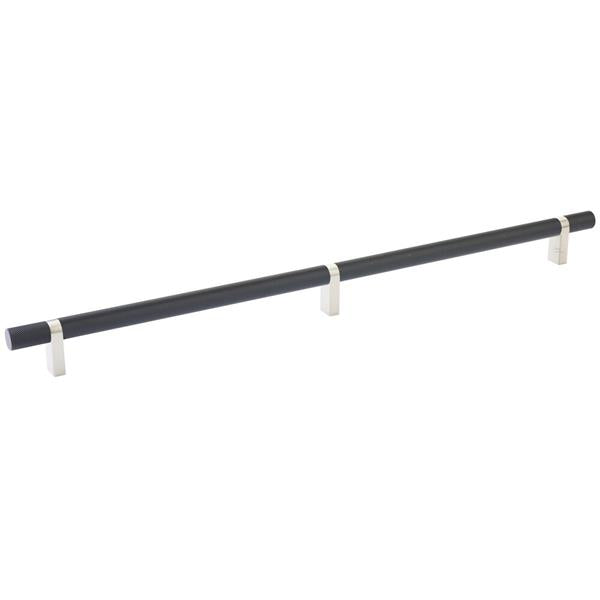 Emtek - Select Bar Cabinet Pull 16 Inch C-C, Rectangular Bar Stem, Knurled Bar
