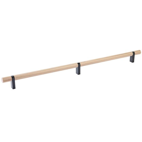 Emtek - Select Bar Cabinet Pull 16 Inch C-C, Rectangular Bar Stem, Knurled Bar