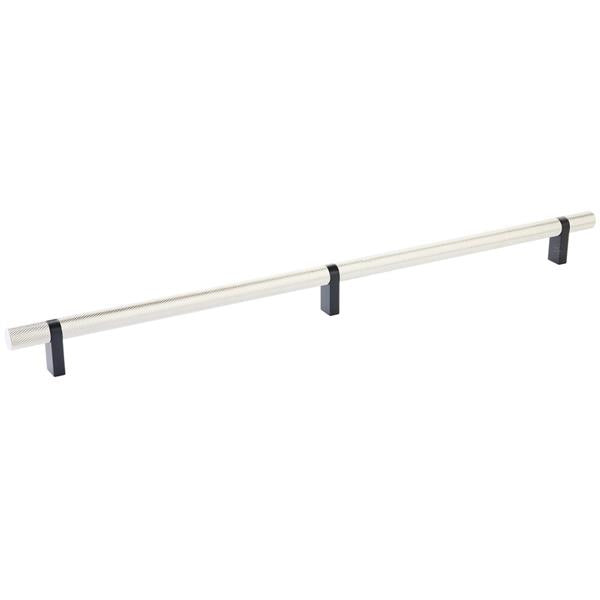 Emtek - Select Bar Cabinet Pull 16 Inch C-C, Rectangular Bar Stem, Knurled Bar