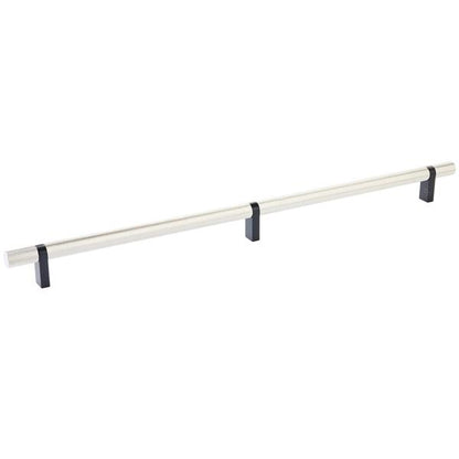 Emtek - Select Bar Cabinet Pull 16 Inch C-C, Rectangular Bar Stem, Knurled Bar
