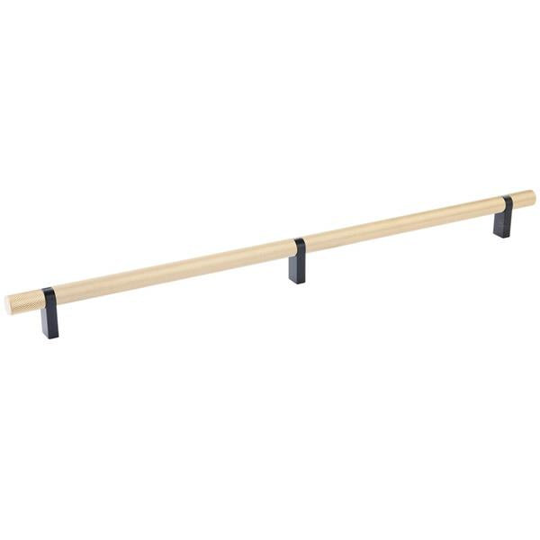 Emtek - Select Bar Cabinet Pull 16 Inch C-C, Rectangular Bar Stem, Knurled Bar