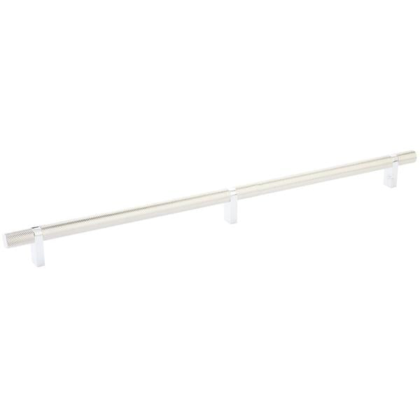 Emtek - Select Bar Cabinet Pull 16 Inch C-C, Rectangular Bar Stem, Knurled Bar