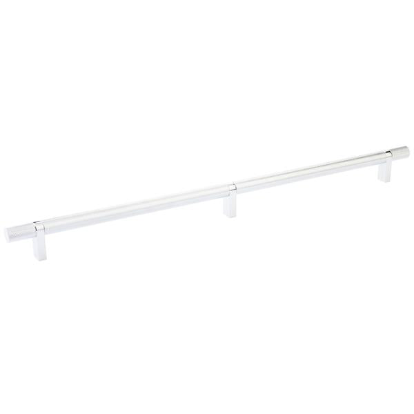 Emtek - Select Bar Cabinet Pull 16 Inch C-C, Rectangular Bar Stem, Knurled Bar
