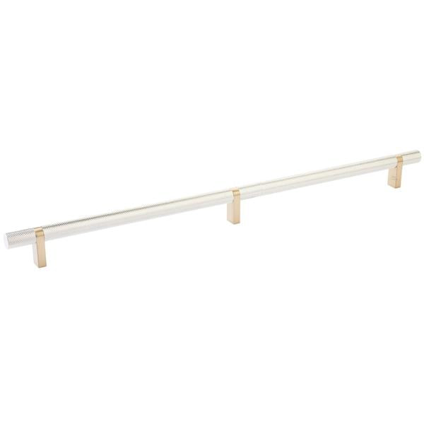 Emtek - Select Bar Cabinet Pull 16 Inch C-C, Rectangular Bar Stem, Knurled Bar