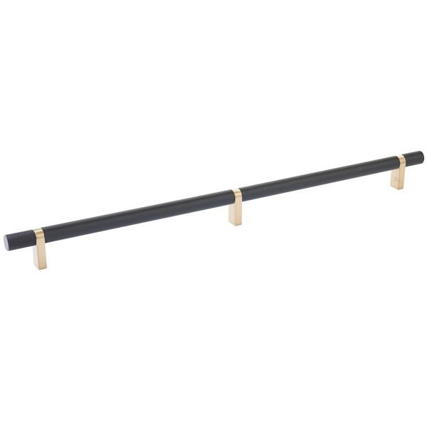 Emtek - Select Bar Cabinet Pull 16 Inch C-C, Rectangular Bar Stem, Knurled Bar