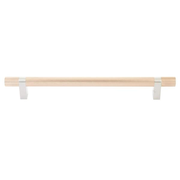 Emtek - Select Bar Appliance Pull 12 Inch C-C, Rectangular Bar Stem, Knurled Bar