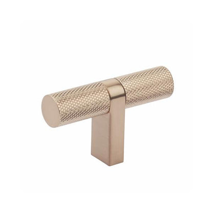 Emtek - Select Cabinet T-Knob 2-1/4 Inch overall, Rectangular Bar Stem, Knurled Bar
