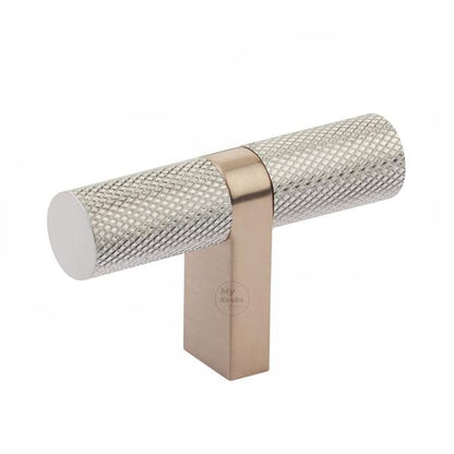 Emtek - Select Cabinet T-Knob 2-1/4 Inch overall, Rectangular Bar Stem, Knurled Bar