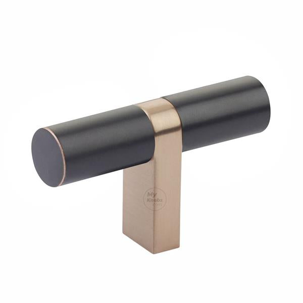 Emtek - Select Cabinet T-Knob 2-1/4 Inch overall, Rectangular Bar Stem, Smooth Bar