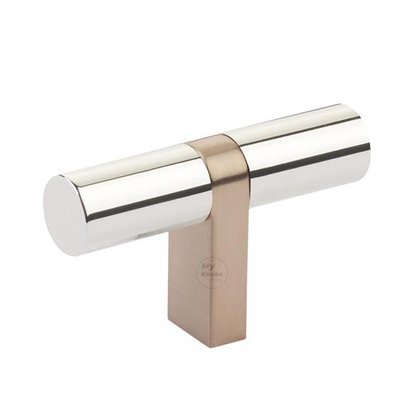 Emtek - Select Cabinet T-Knob 2-1/4 Inch overall, Rectangular Bar Stem, Smooth Bar