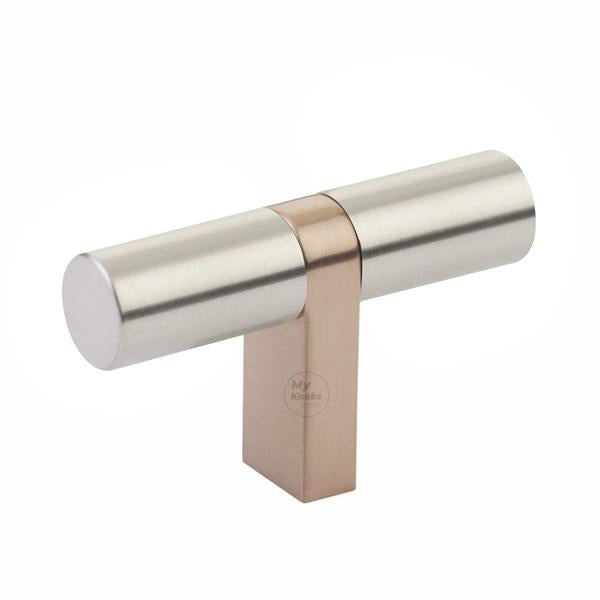 Emtek - Select Cabinet T-Knob 2-1/4 Inch overall, Rectangular Bar Stem, Smooth Bar