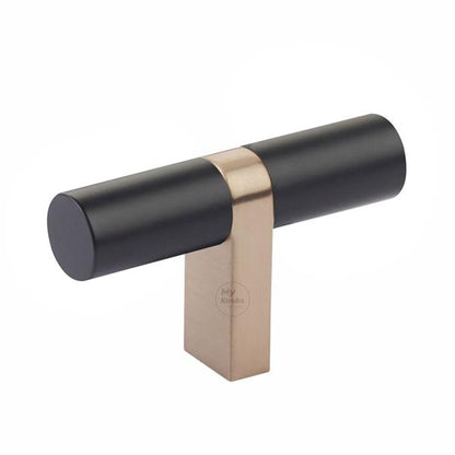 Emtek - Select Cabinet T-Knob 2-1/4 Inch overall, Rectangular Bar Stem, Smooth Bar