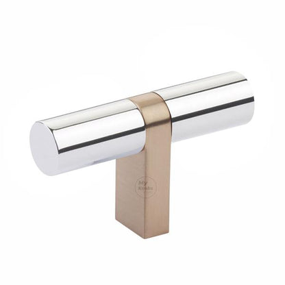 Emtek - Select Cabinet T-Knob 2-1/4 Inch overall, Rectangular Bar Stem, Smooth Bar