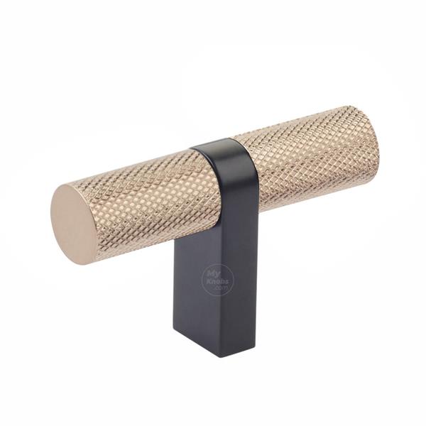 Emtek - Select Cabinet T-Knob 2-1/4 Inch overall, Rectangular Bar Stem, Knurled Bar