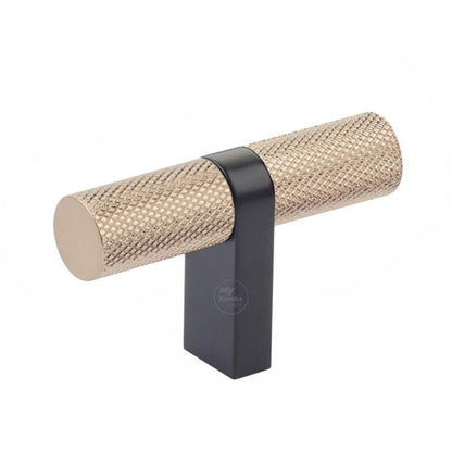 Emtek - Select Cabinet T-Knob 2-1/4 Inch overall, Rectangular Bar Stem, Knurled Bar