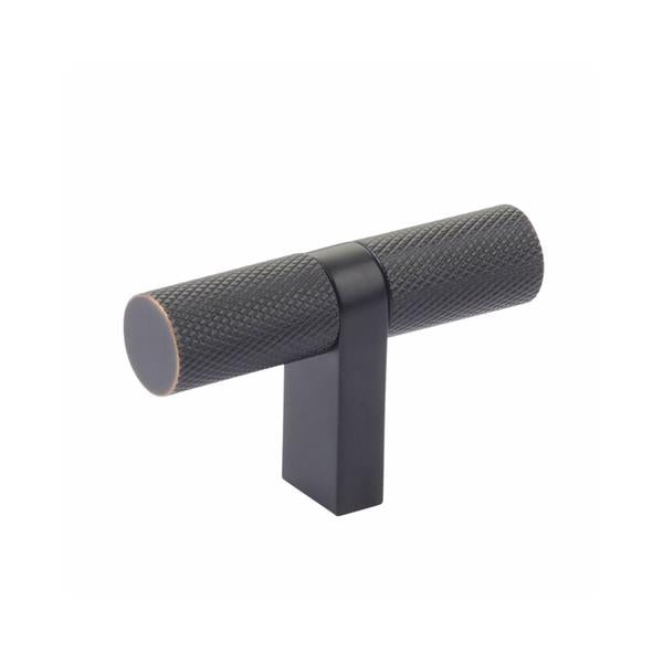 Emtek - Select Cabinet T-Knob 2-1/4 Inch overall, Rectangular Bar Stem, Knurled Bar