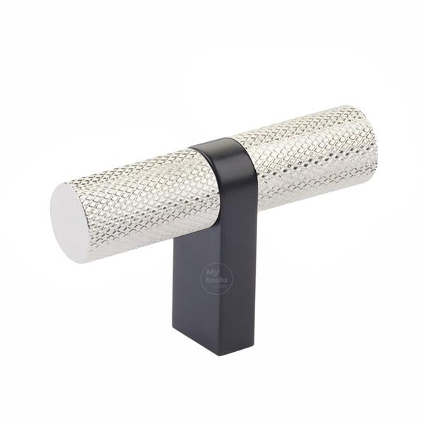 Emtek - Select Cabinet T-Knob 2-1/4 Inch overall, Rectangular Bar Stem, Knurled Bar