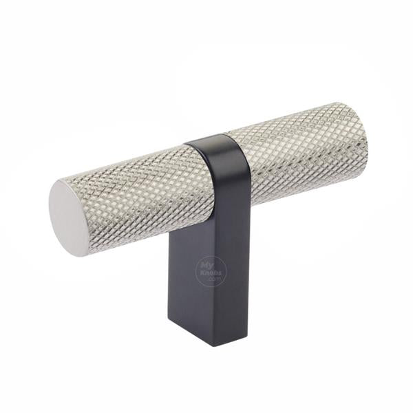 Emtek - Select Cabinet T-Knob 2-1/4 Inch overall, Rectangular Bar Stem, Knurled Bar