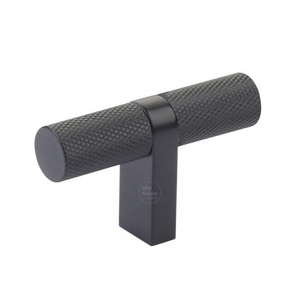 Emtek - Select Cabinet T-Knob 2-1/4 Inch overall, Rectangular Bar Stem, Knurled Bar