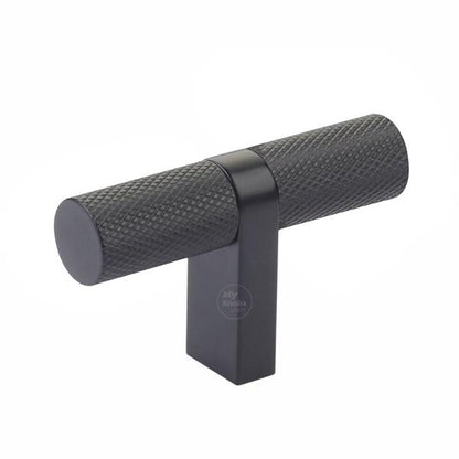 Emtek - Select Cabinet T-Knob 2-1/4 Inch overall, Rectangular Bar Stem, Knurled Bar