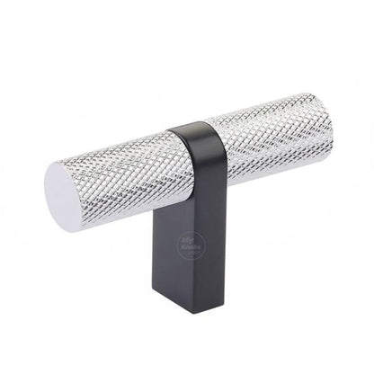 Emtek - Select Cabinet T-Knob 2-1/4 Inch overall, Rectangular Bar Stem, Knurled Bar