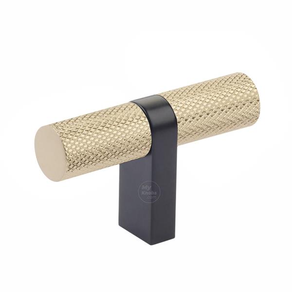 Emtek - Select Cabinet T-Knob 2-1/4 Inch overall, Rectangular Bar Stem, Knurled Bar