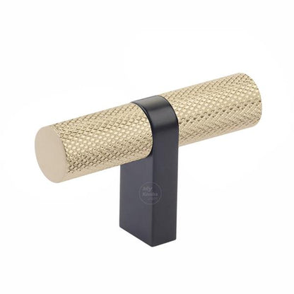 Emtek - Select Cabinet T-Knob 2-1/4 Inch overall, Rectangular Bar Stem, Knurled Bar
