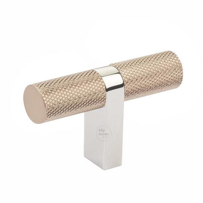 Emtek - Select Cabinet T-Knob 2-1/4 Inch overall, Rectangular Bar Stem, Knurled Bar