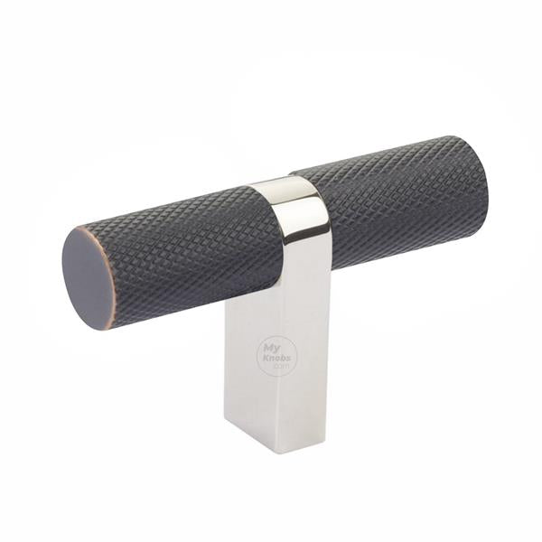 Emtek - Select Cabinet T-Knob 2-1/4 Inch overall, Rectangular Bar Stem, Knurled Bar