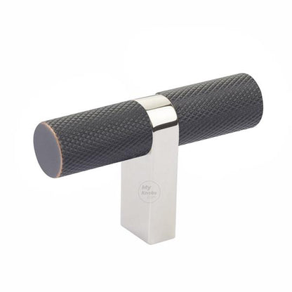Emtek - Select Cabinet T-Knob 2-1/4 Inch overall, Rectangular Bar Stem, Knurled Bar