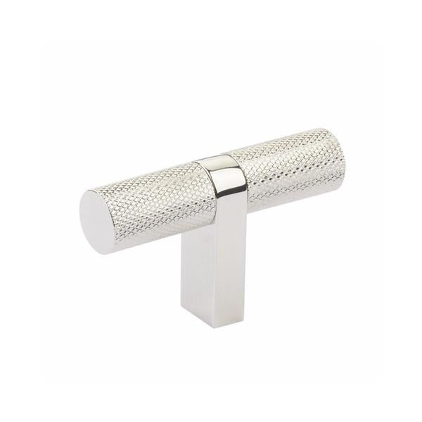 Emtek - Select Cabinet T-Knob 2-1/4 Inch overall, Rectangular Bar Stem, Knurled Bar