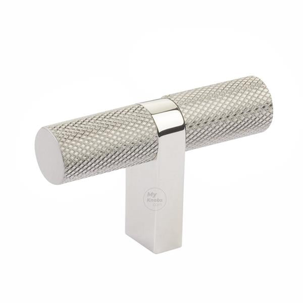 Emtek - Select Cabinet T-Knob 2-1/4 Inch overall, Rectangular Bar Stem, Knurled Bar