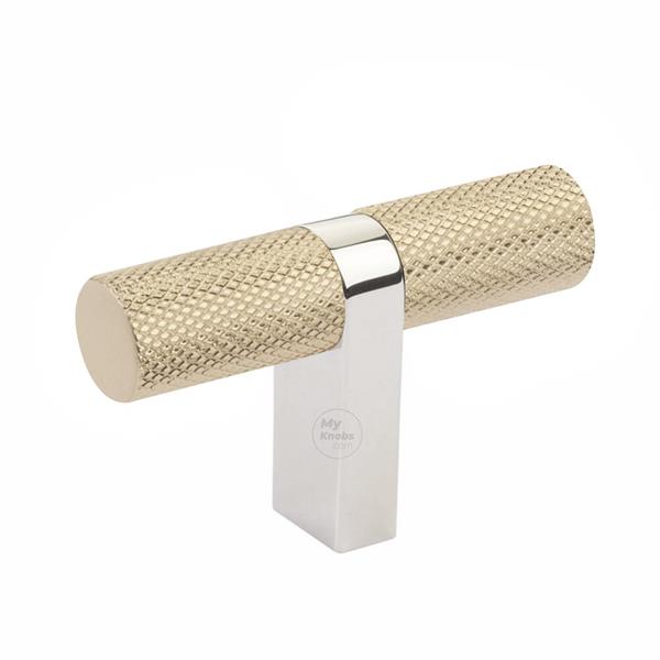 Emtek - Select Cabinet T-Knob 2-1/4 Inch overall, Rectangular Bar Stem, Knurled Bar