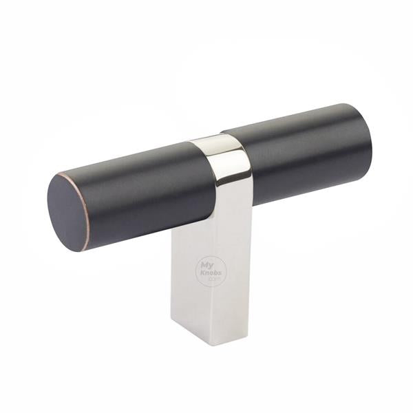 Emtek - Select Cabinet T-Knob 2-1/4 Inch overall, Rectangular Bar Stem, Smooth Bar