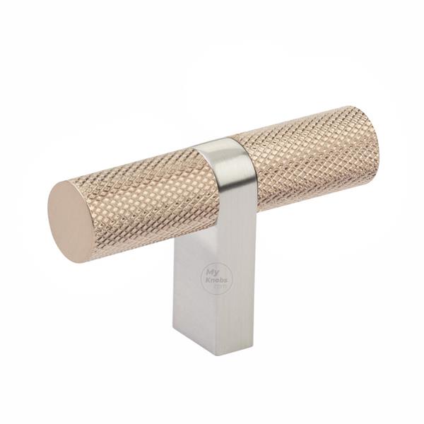 Emtek - Select Cabinet T-Knob 2-1/4 Inch overall, Rectangular Bar Stem, Knurled Bar