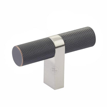 Emtek - Select Cabinet T-Knob 2-1/4 Inch overall, Rectangular Bar Stem, Knurled Bar