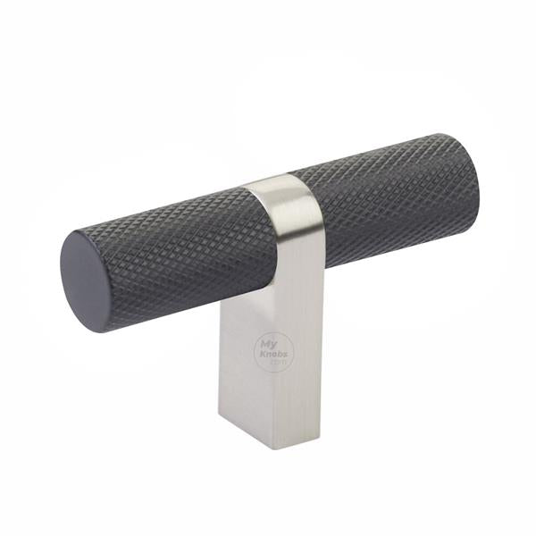 Emtek - Select Cabinet T-Knob 2-1/4 Inch overall, Rectangular Bar Stem, Knurled Bar