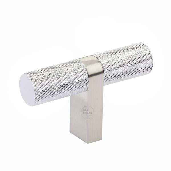 Emtek - Select Cabinet T-Knob 2-1/4 Inch overall, Rectangular Bar Stem, Knurled Bar