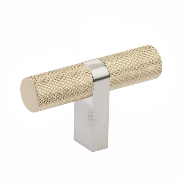 Emtek - Select Cabinet T-Knob 2-1/4 Inch overall, Rectangular Bar Stem, Knurled Bar