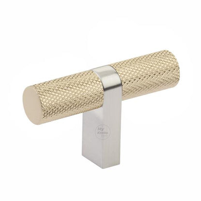 Emtek - Select Cabinet T-Knob 2-1/4 Inch overall, Rectangular Bar Stem, Knurled Bar