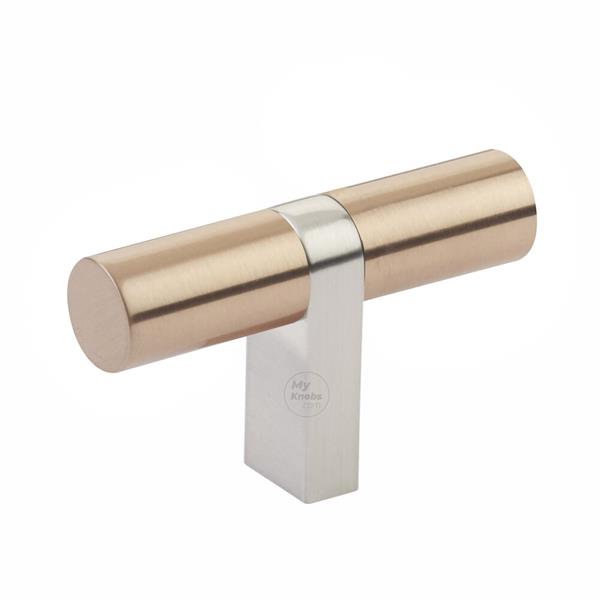 Emtek - Select Cabinet T-Knob 2-1/4 Inch overall, Rectangular Bar Stem, Smooth Bar